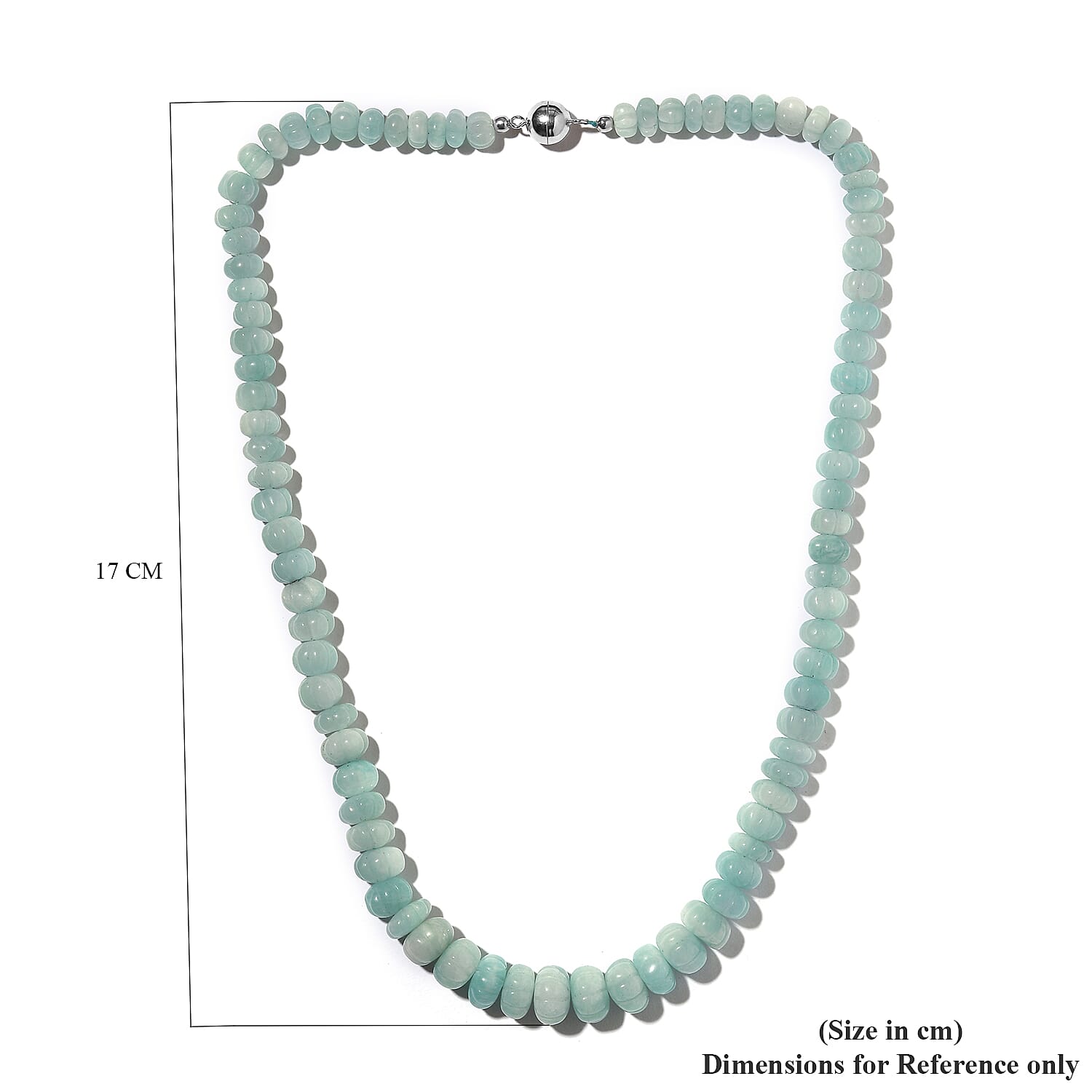 Extremely Rare Shape Amazonite Necklace (Size - 18) with Magnetic Lock in Rhodium Overlay Sterling Silver