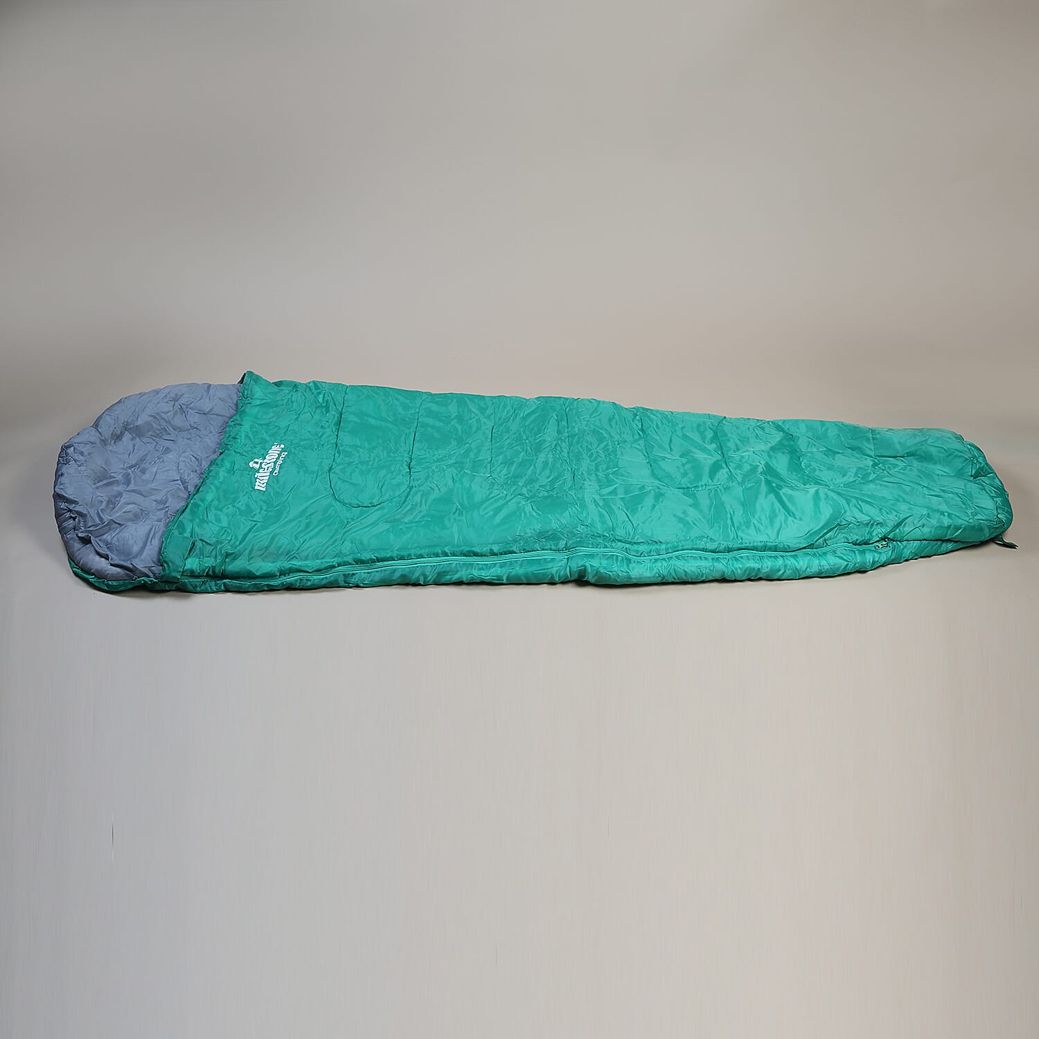 Mummy Sleeping Bag in Green & Grey - Single - 2 Seasons (210x52x72 Cm)