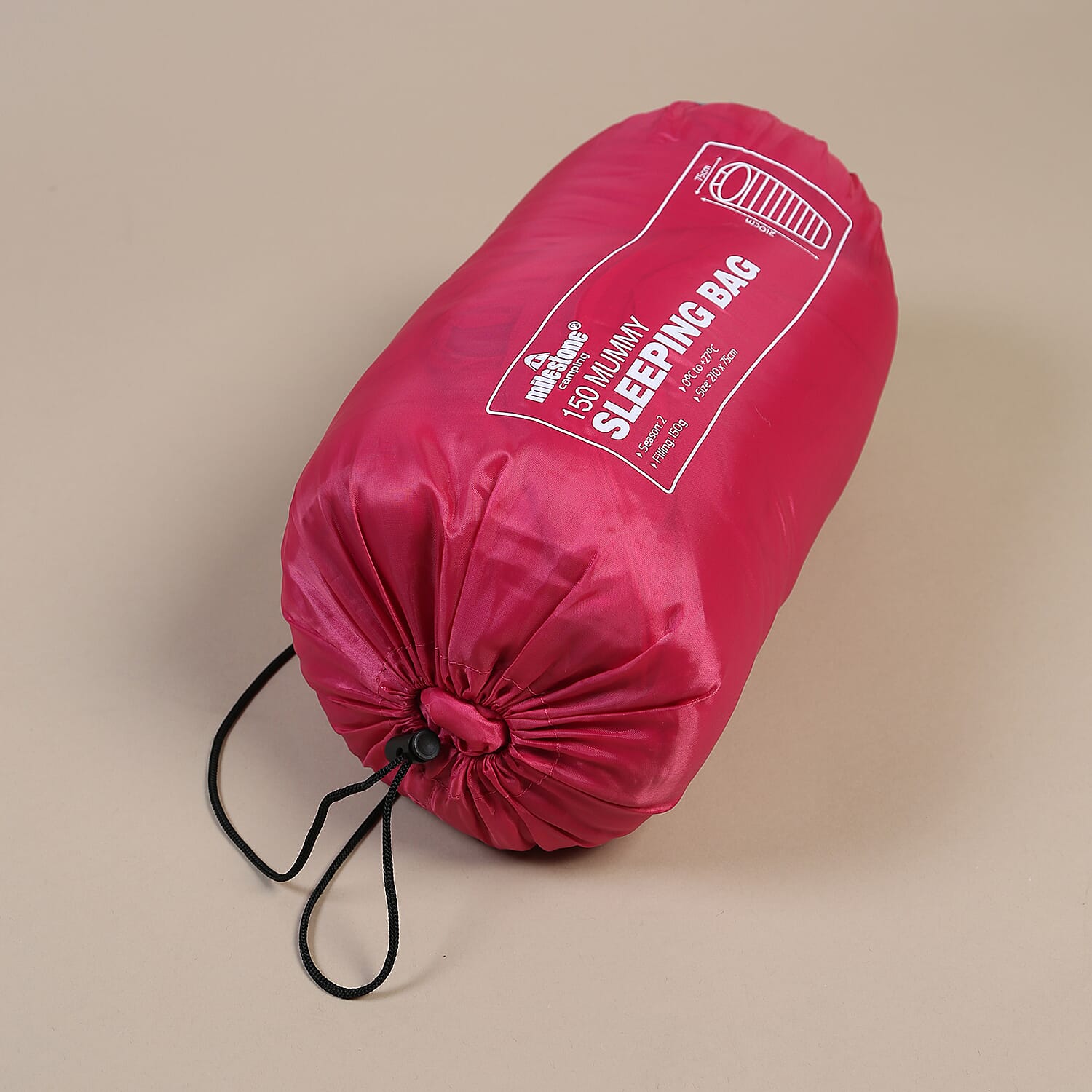Mummy Sleeping Bag in Pink and Grey - Single - 2 Seasons (210x52x72 Cm)