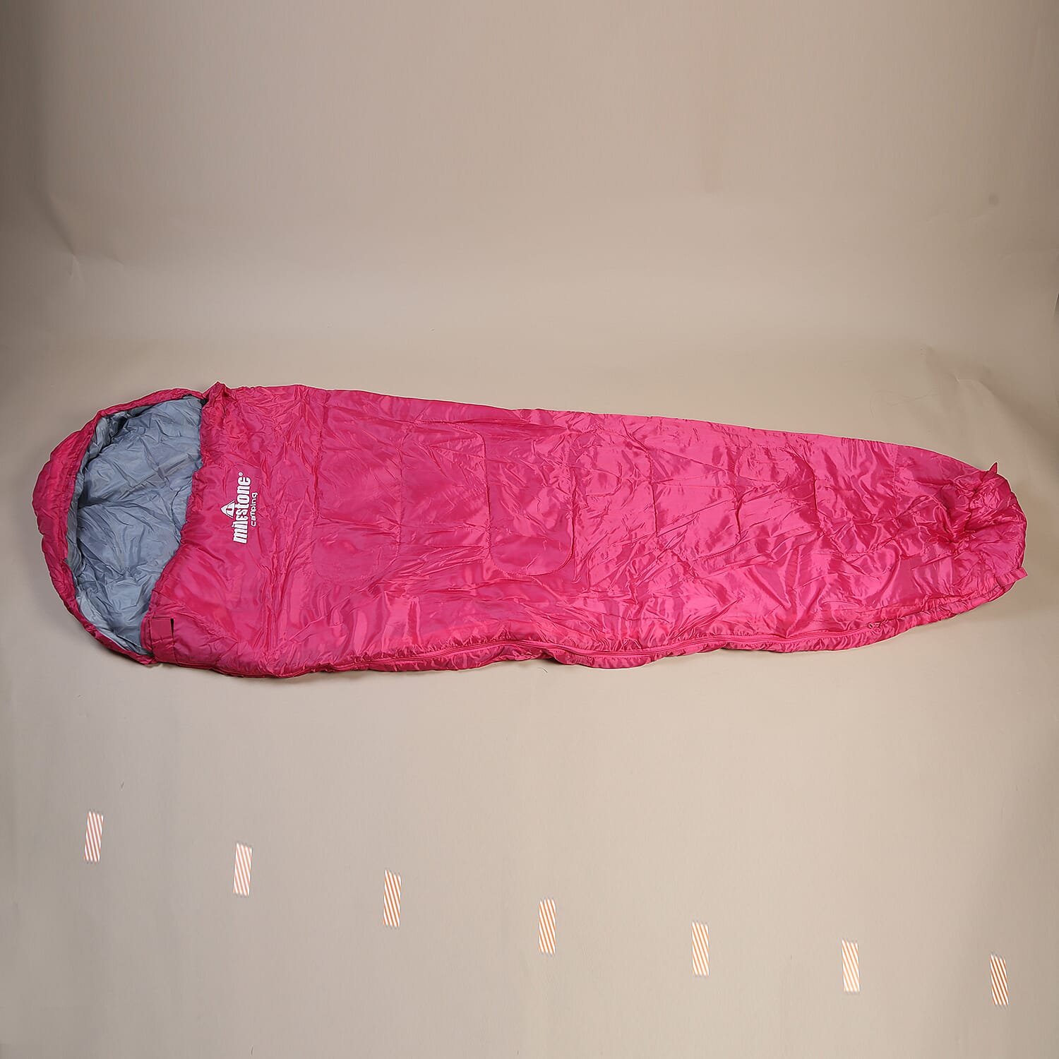 Mummy Sleeping Bag in Pink and Grey - Single - 2 Seasons (210x52x72 Cm)
