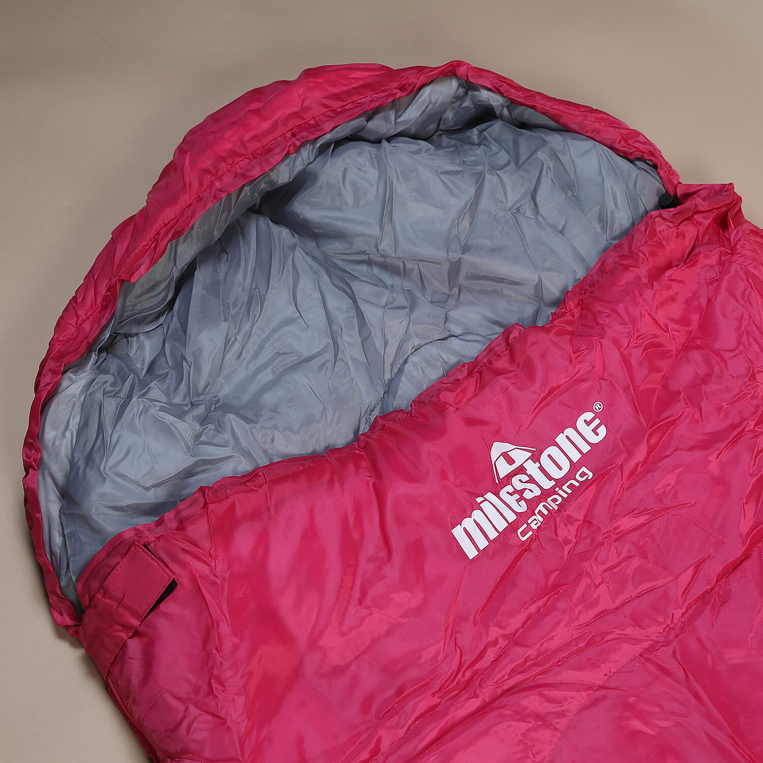 Mummy Sleeping Bag in Pink and Grey - Single - 2 Seasons (210x52x72 Cm)