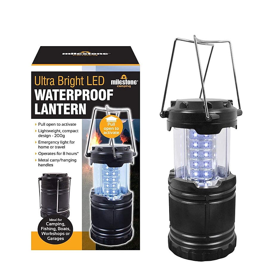 Ultra Bright LED Camping Lantern in Black (Size 11x8cm Extendable upto 18cm)
