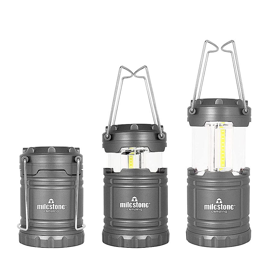 Set of 2 - Ultra Bright COB Lantern in Grey (Size 11x8cm Extendable upto 18cm)  (AA Battery not included)