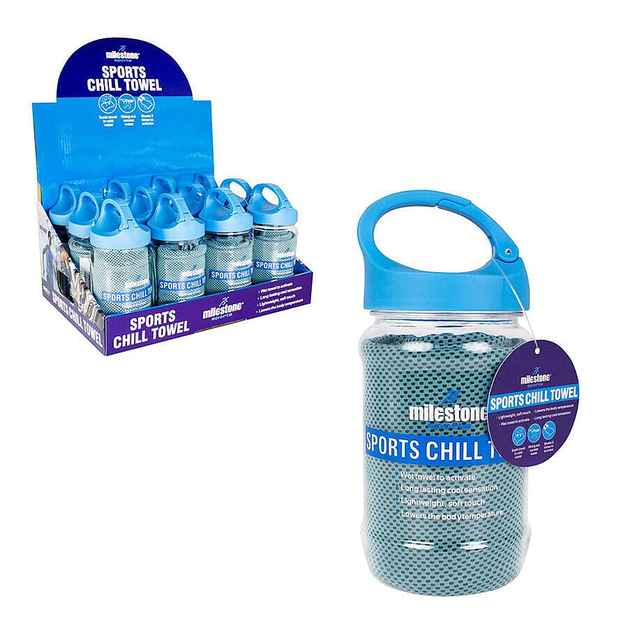 Sports Chill Towel & Carabiner Bottle - Teal