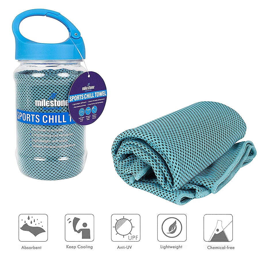 Sports Chill Towel & Carabiner Bottle - Teal