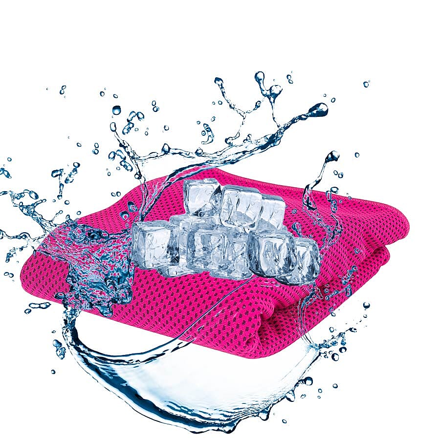 Sports Chill Towel & Carabiner Bottle - Pink
