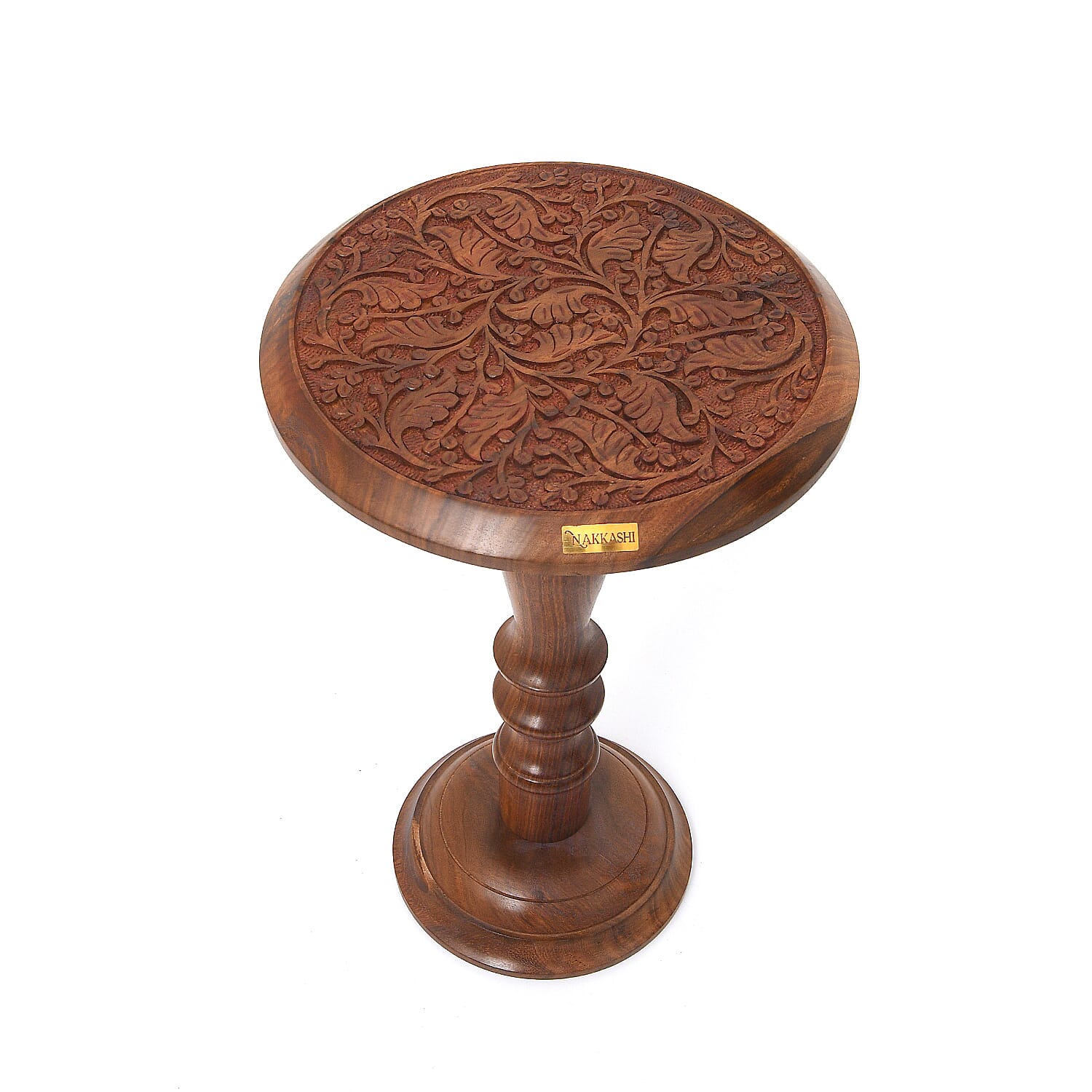 NAKKASHI Set of 2 - Sheehsam Wood Handcarved Bedside Pillar Table (Size 30x30x45Cm)