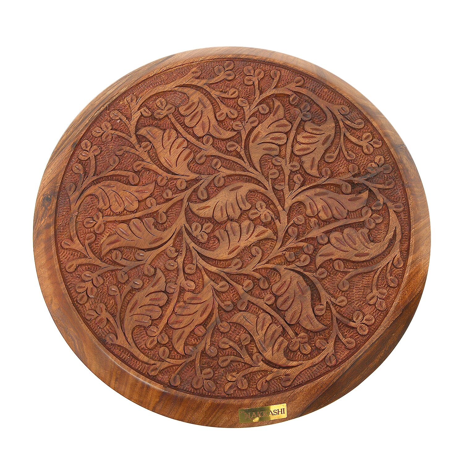 NAKKASHI Set of 2 - Sheehsam Wood Handcarved Bedside Pillar Table (Size 30x30x45Cm)