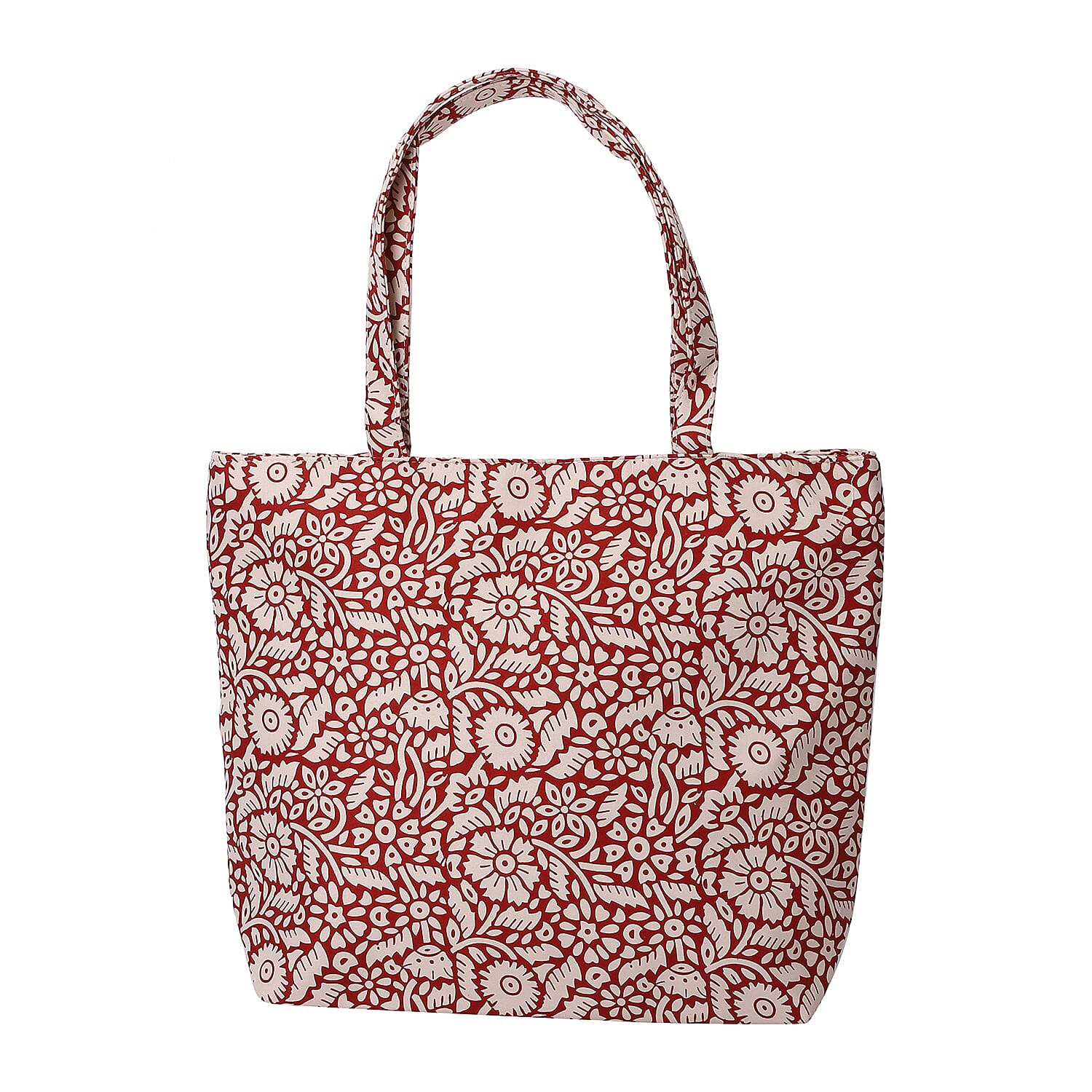 2 Piece Set - Viscose Handbag Floral Matching Stripe Pattern Hat Tote Bag and Zipper Closure - Navy & Multi