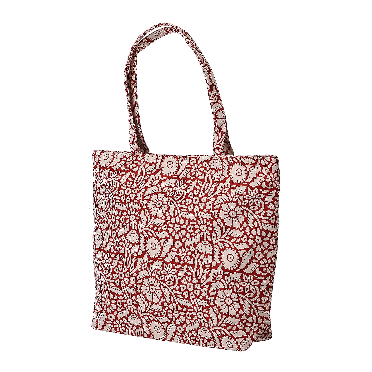 2 Piece Set - Viscose Handbag Floral Matching Stripe Pattern Hat Tote Bag and Zipper Closure - Navy & Multi