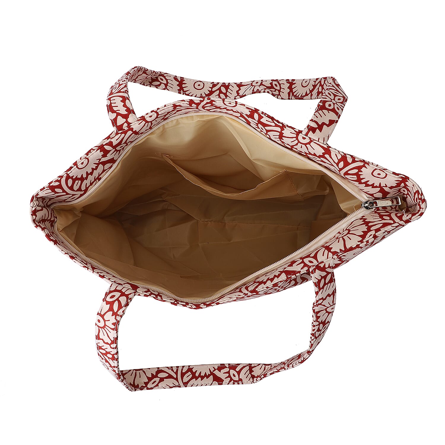 2 Piece Set - Viscose Handbag Floral Matching Stripe Pattern Hat Tote Bag and Zipper Closure - Navy & Multi