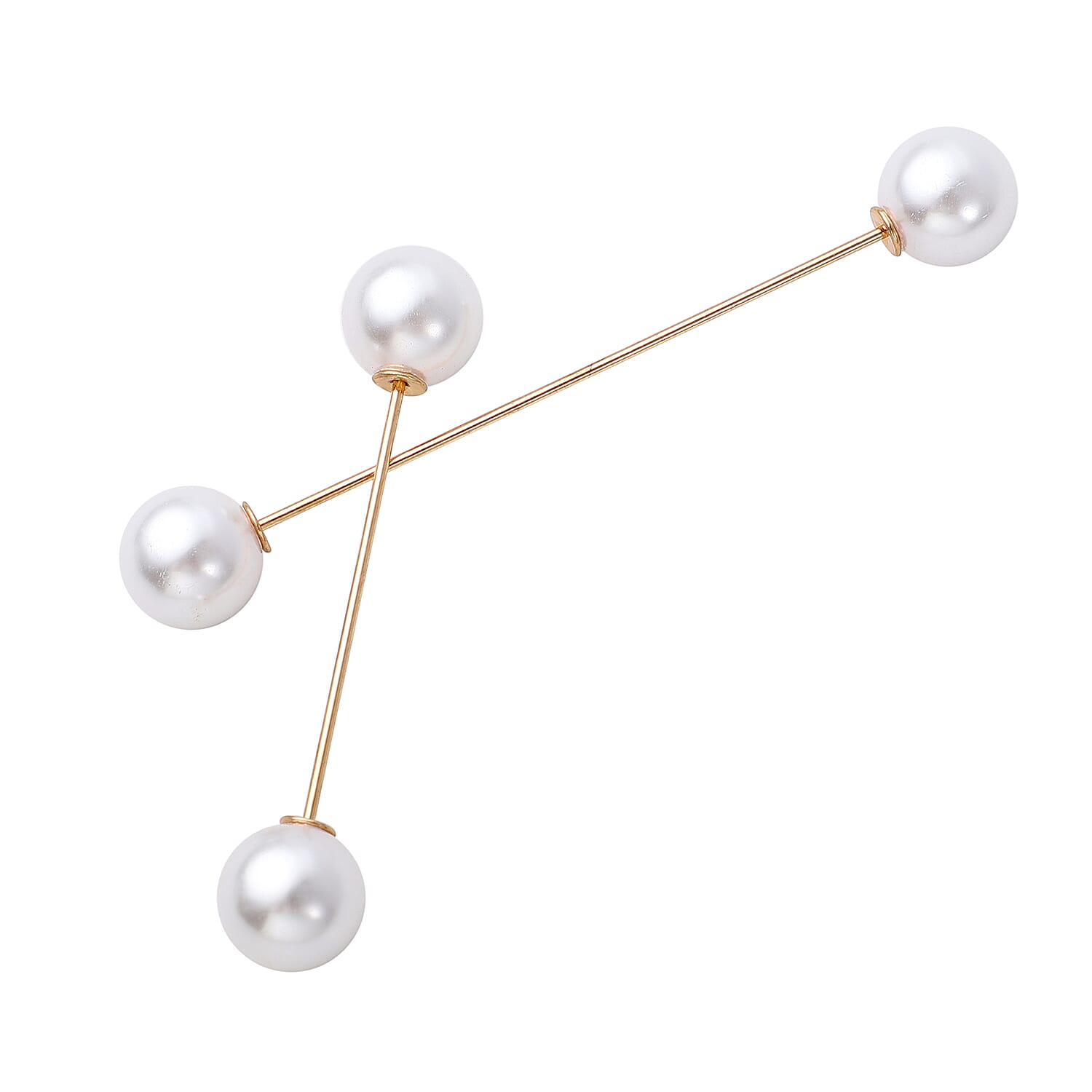 Set of 6 - Simulated Pearl and Crystal Brooch Pins