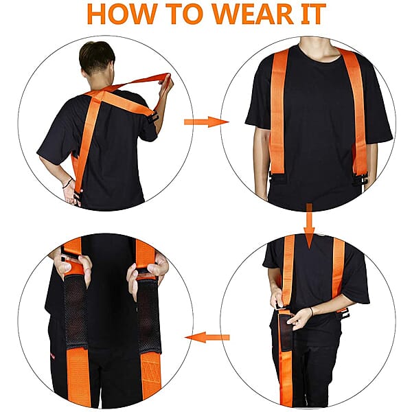 Multi Function Adjustable Lifting and Moving Strap with Hand Hold (Size Length - 24 -1.4, Width 4.5 Cm) - Orange