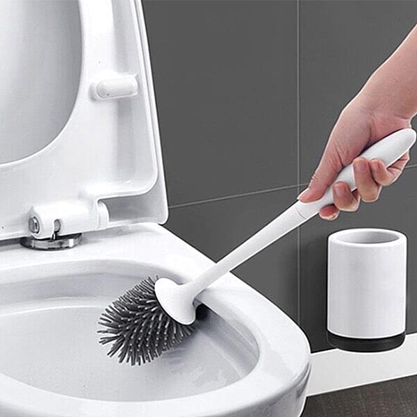 Stylish and Efficient Toilet Brush with Holder from TPR (Thermo-Plastic-Rubber) (Size 41x10cm) - Black and White