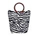 Impressive Zebra Head Pattern Tote Bag in Unique Wooden Handle Drops with Zipper Closure (Size:32x12x29Cm) - Black and White