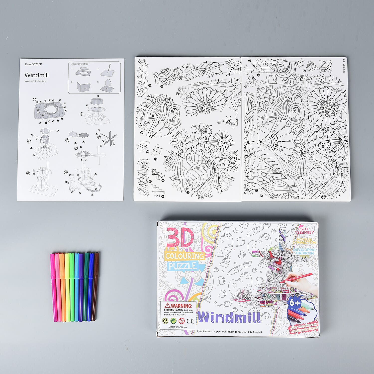 DIY 3D Windmill Puzzle with 10 Colour Pens - Age 6+