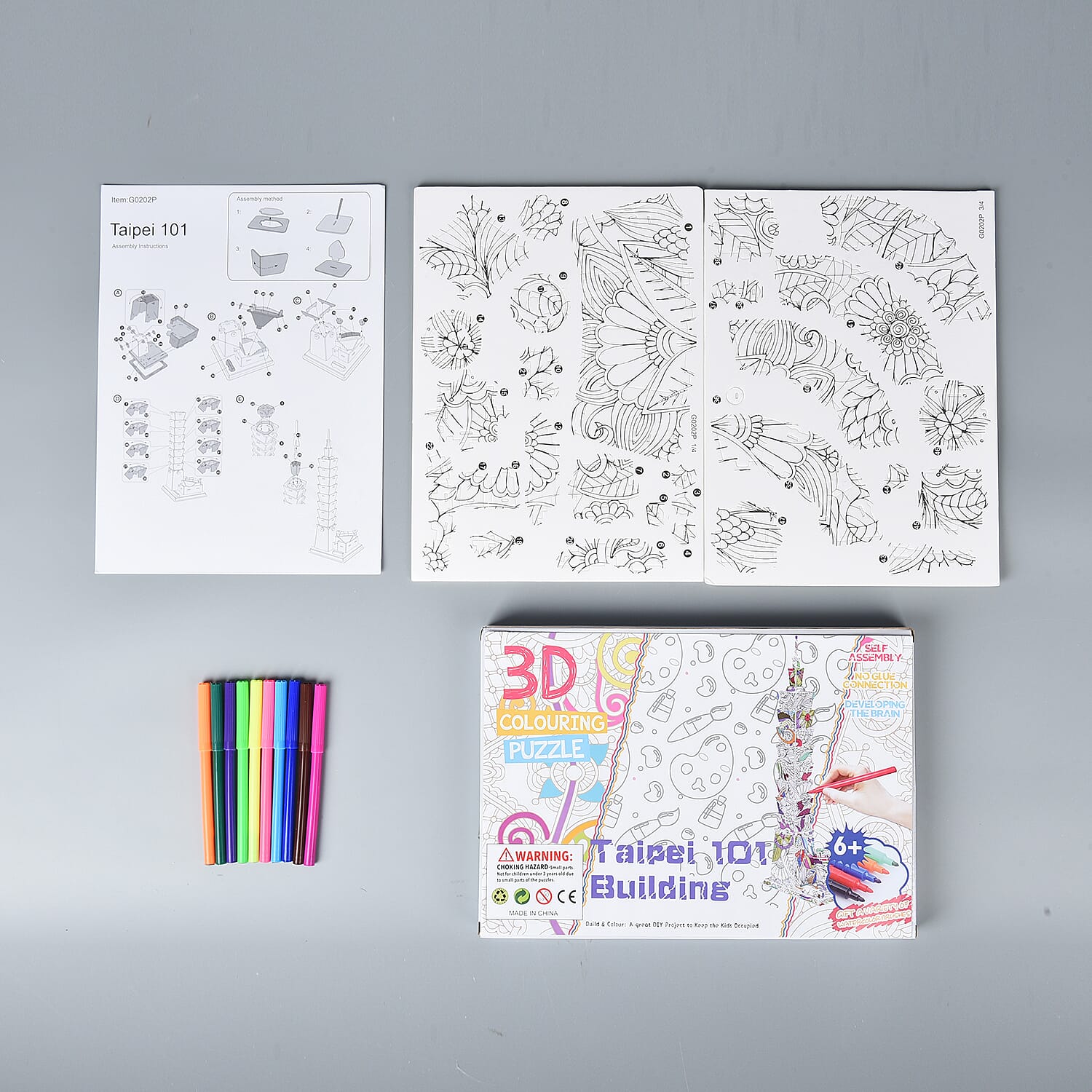 DIY 3D Taipei 101 Building Puzzle with 10 Colour Pens