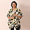 JOVIE Printed Kimono with Ruffle Sleeves- White, Black & Multi Colour
