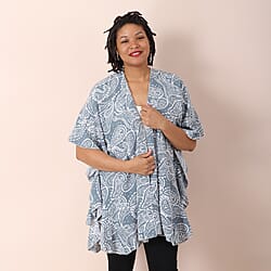 JOVIE Paisley Pattern Kimono with Ruffle Sleeves (Size 72X82 Cm) - Green