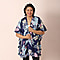 JOVIE Floral & Leaves Pattern Kimono with Ruffle Sleeves (Size 72x82 cm) - Navy