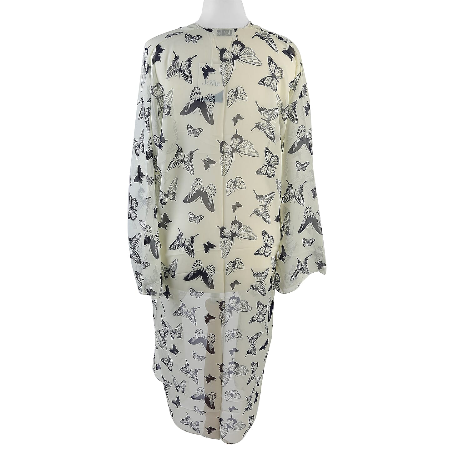 JOVIE Butterfly Pattern Chiffon Long Cardigan (Size 117x56cm) -  Yellow