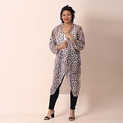 JOVIE Leopard Pattern Chiffon Long Cardigan (Size 117x56cm) - Brown