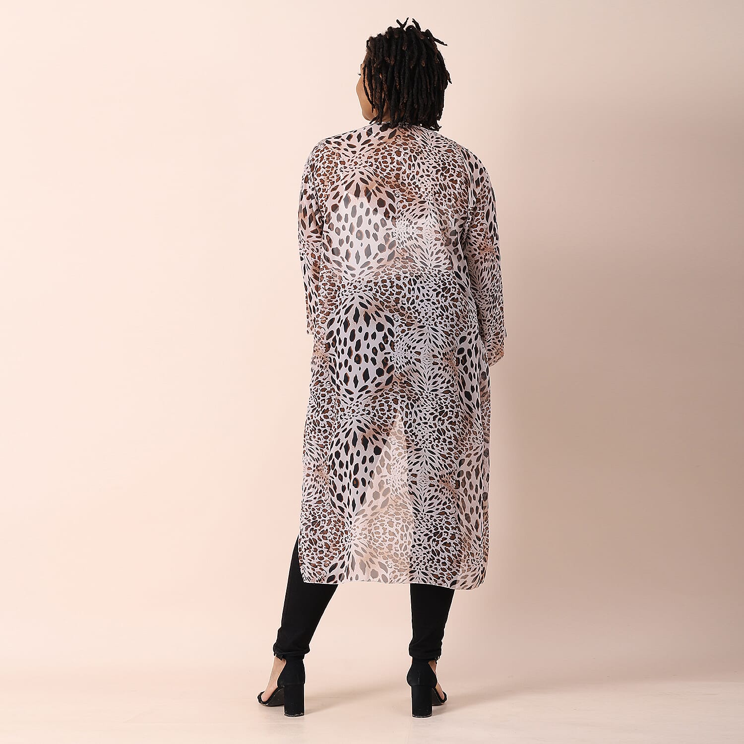 JOVIE Leopard Pattern Chiffon Long Cardigan (Size 117x56cm) - Brown