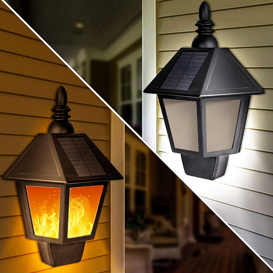 ROLSON Solar Lantern Wall Light Flame Effect (Size 27.5x20x7 Cm)