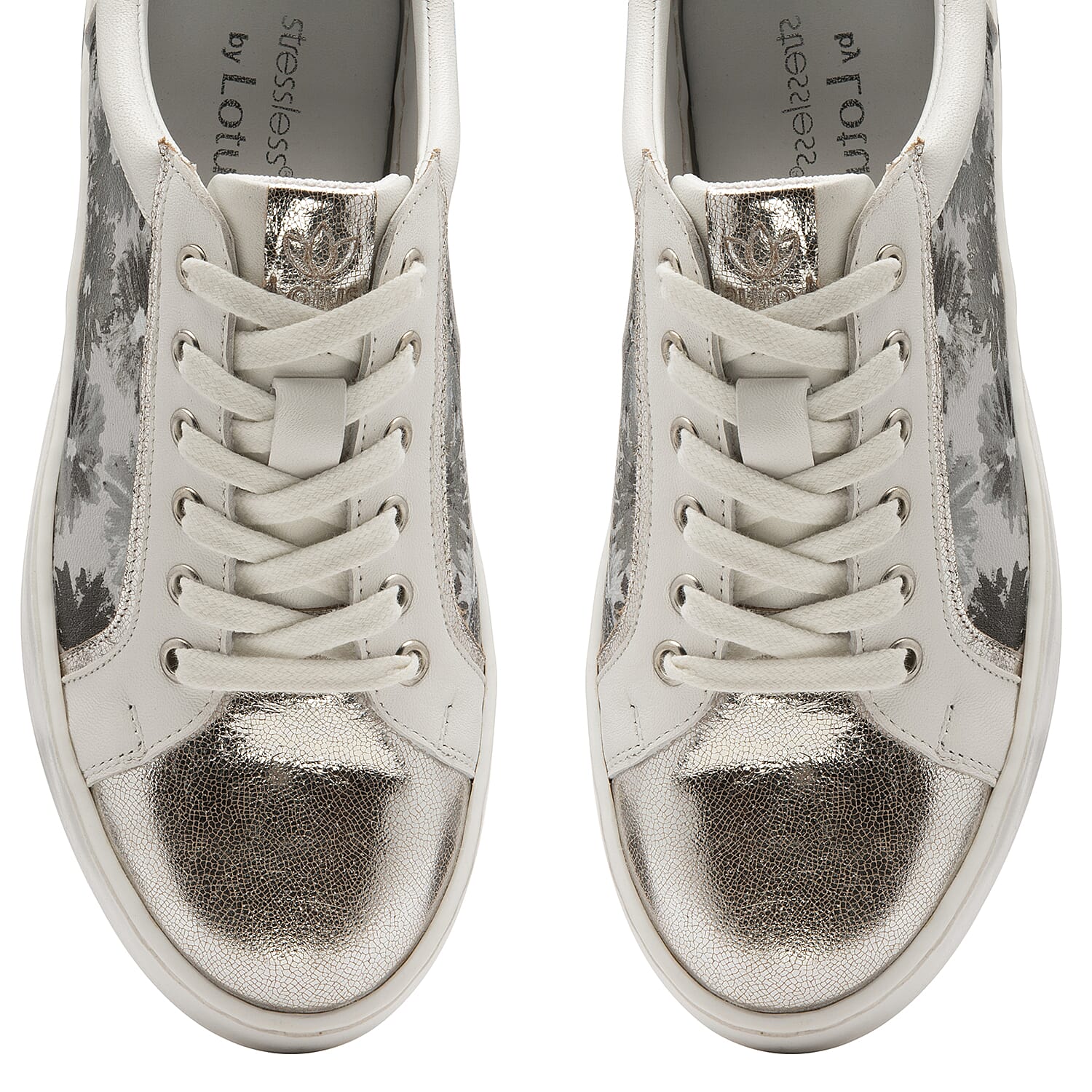 Lotus Siama White Floral Leather Lace-Up Trainers (Size 3)