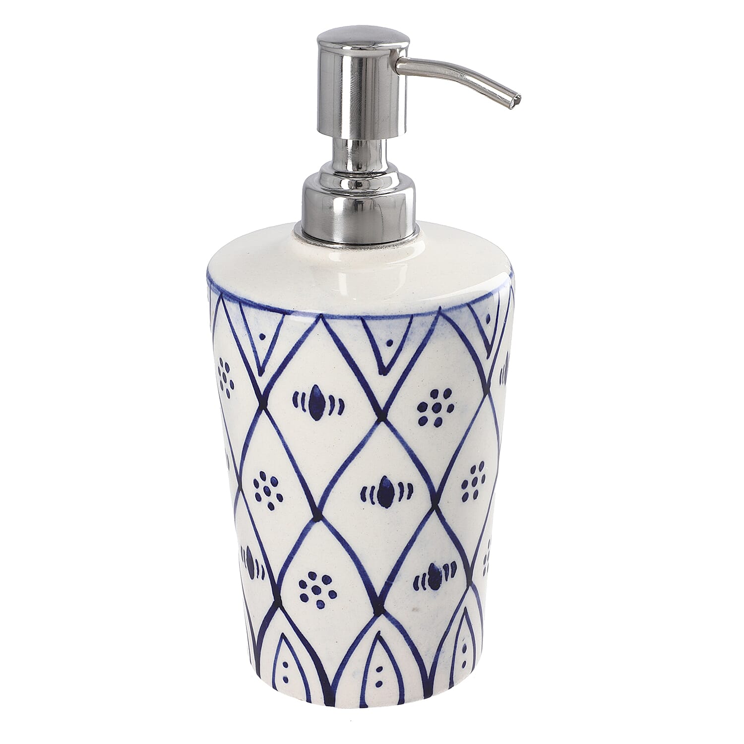 Set of 3 - Ceramic Bathroom Accessory (Liquid Soap Dispenser, Soap Dish & Toothbrush Holder) - Blue