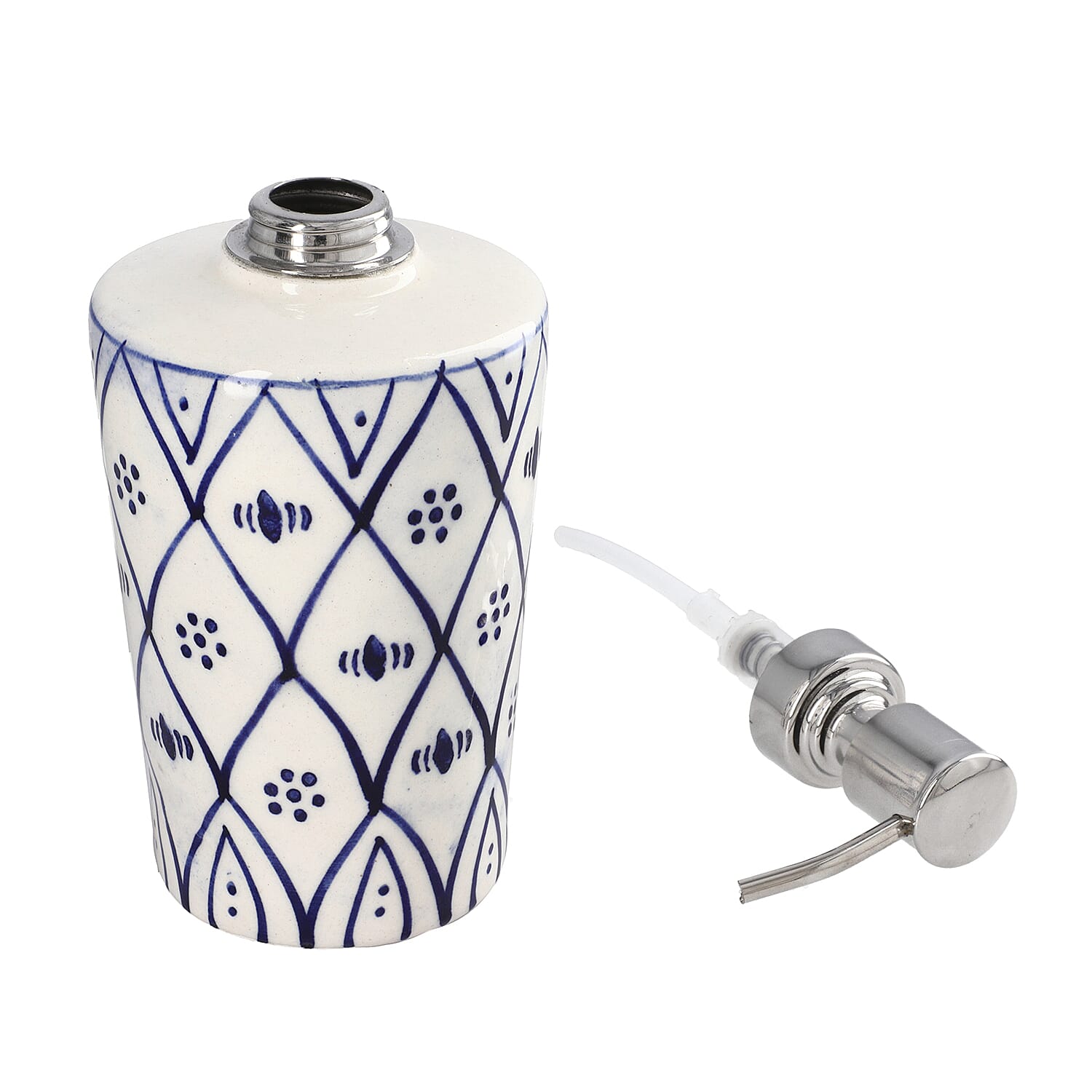 Set of 3 - Ceramic Bathroom Accessory (Liquid Soap Dispenser, Soap Dish & Toothbrush Holder) - Blue