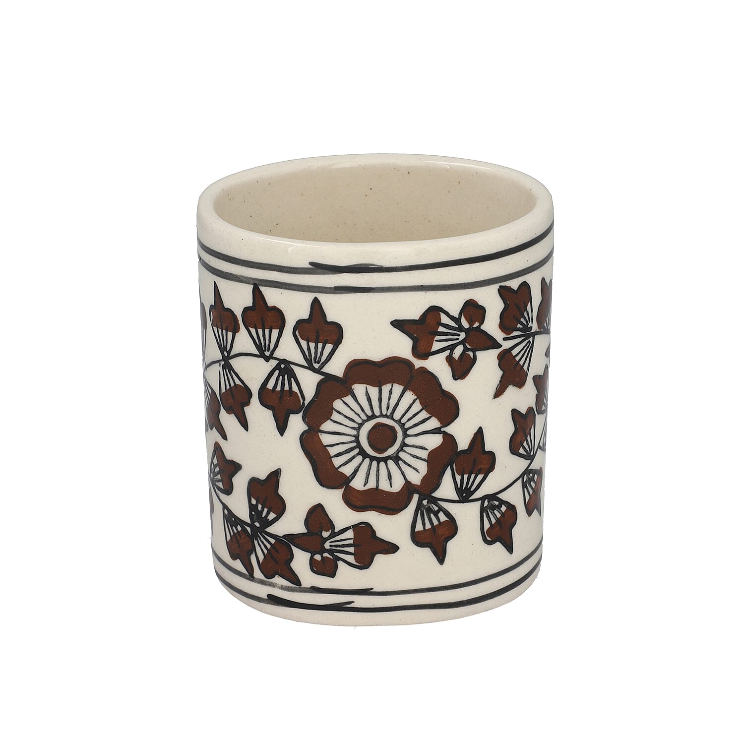 Set of 3 - Ceramic Bathroom Accessory (Liquid Soap Dispenser, Soap Dish & Toothbrush Holder) - Brown