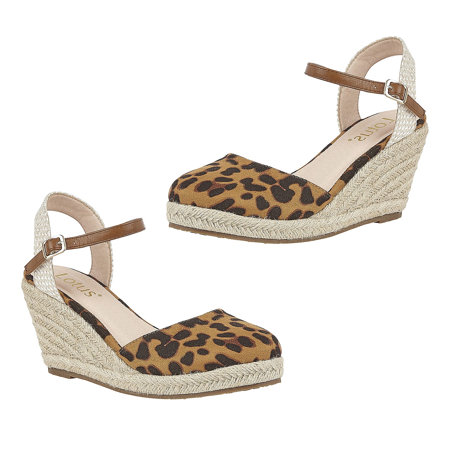Lotus Liv Leopard-Print Espadrille Wedge (Size 3)