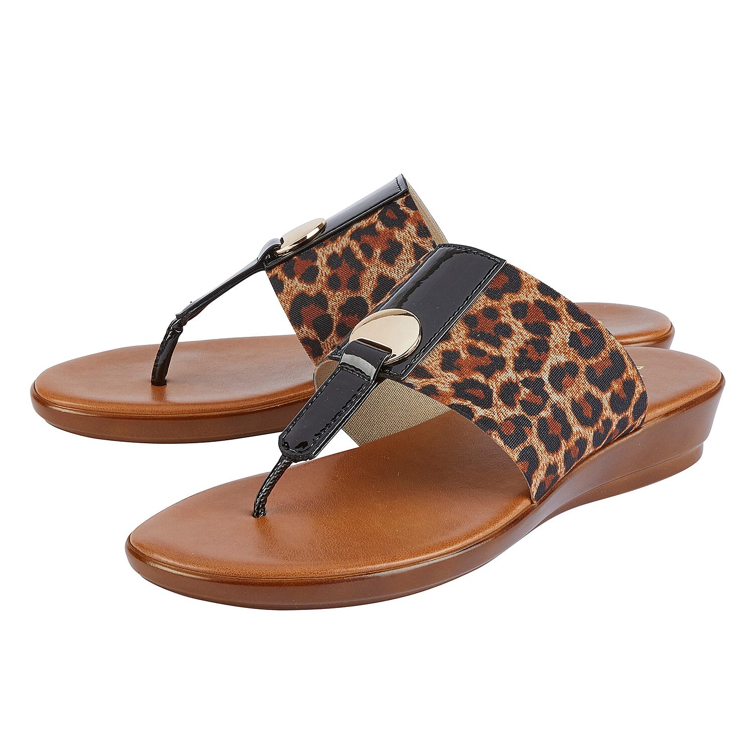 Lotus Arna Leopard-Print Slip-On Toe-Post Sandals (Size 3)