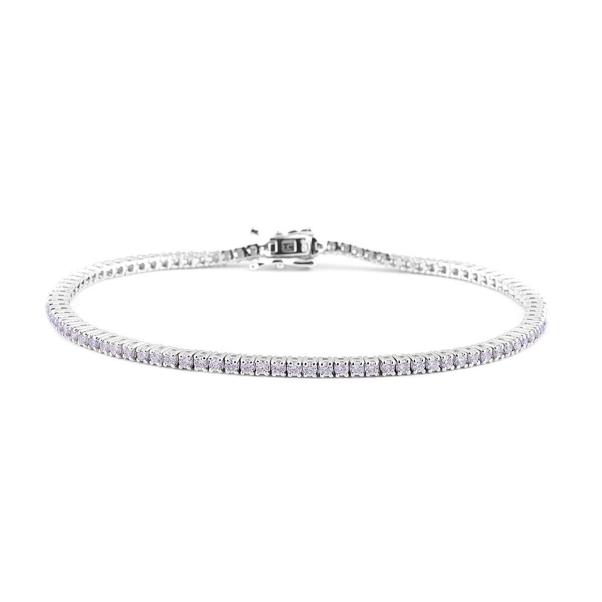 14K White Gold Certified Independent Laboratories Diamond (I1-I2-G-H) Bracelet (Size 7.5) 1.97 Ct, Gold Wt. 8.60 Gms