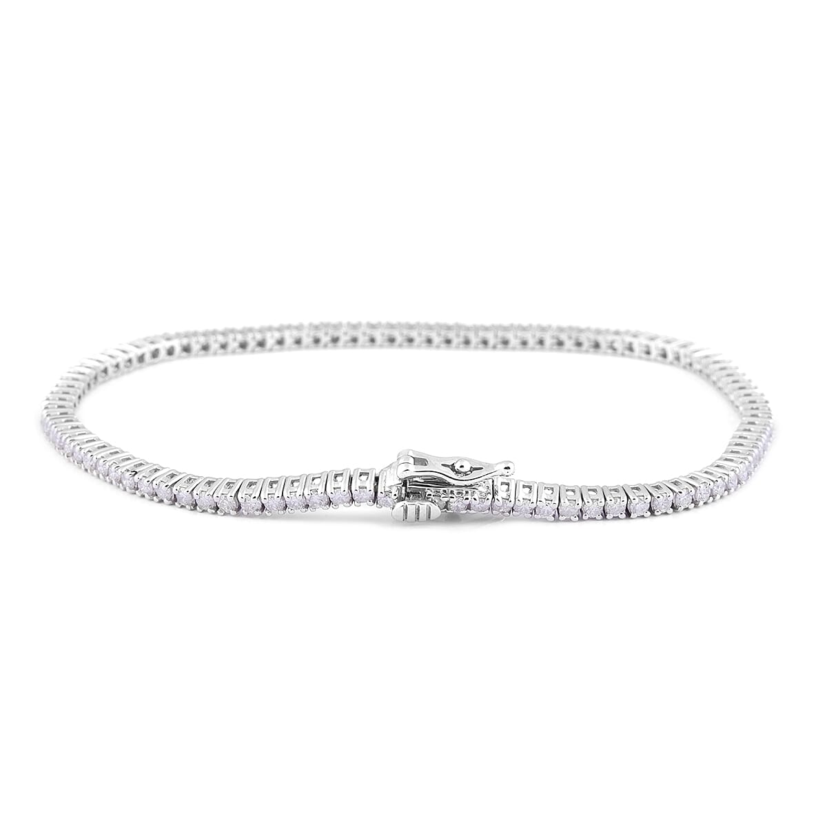 14K White Gold Certified Independent Laboratories Diamond (I1-I2-G-H) Bracelet (Size 7.5) 1.97 Ct, Gold Wt. 8.60 Gms