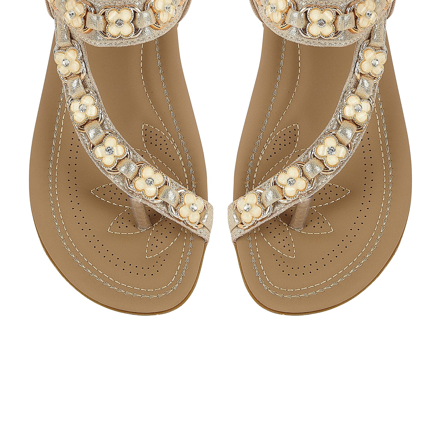 Lotus Gold Helena Flat Open-Toe Sandals (Size 3)