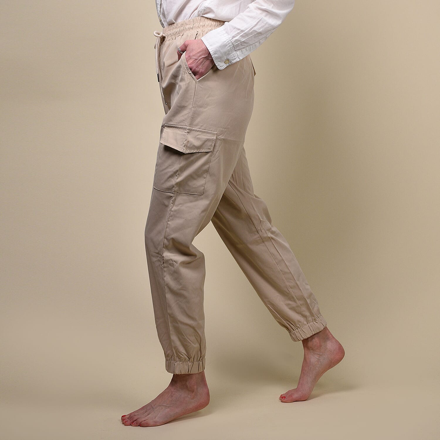 Nova of London Cargo Cuffed Jogger with Side Pockets in Navy (Size L)