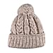 ARAN Woollen 100% Pure Wool Cable Hat with Pom Pom - Beige