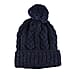 ARAN Woollen 100% Pure Wool Cable Hat with Pom Pom - Navy