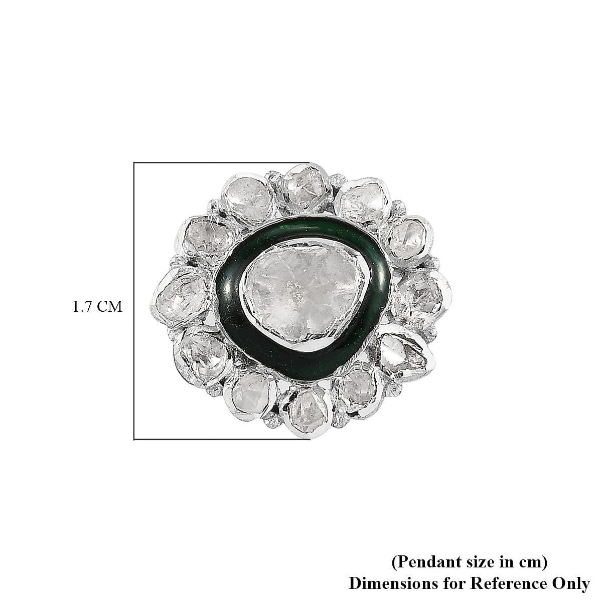 GP Polki Diamond and Blue Sapphire Enamelled Stud Earrings (with Push Back) in Platinum Overlay Sterling Silver 1.530 Ct.