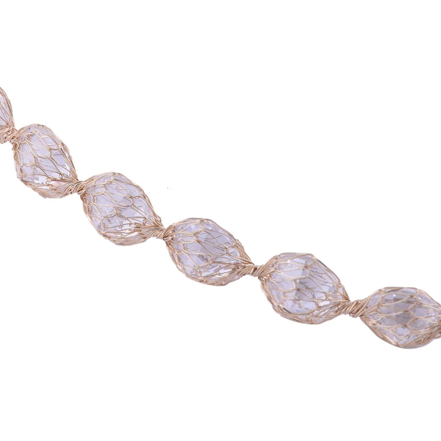 Italian Made 9K Yellow Gold Cubic Zirconia Tuscan Crochet Bracelet (Size 7.5) with Lobster Clasp