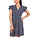 Nova of London Wrap Front Frill Sleeve Dress in Navy (Size 8)