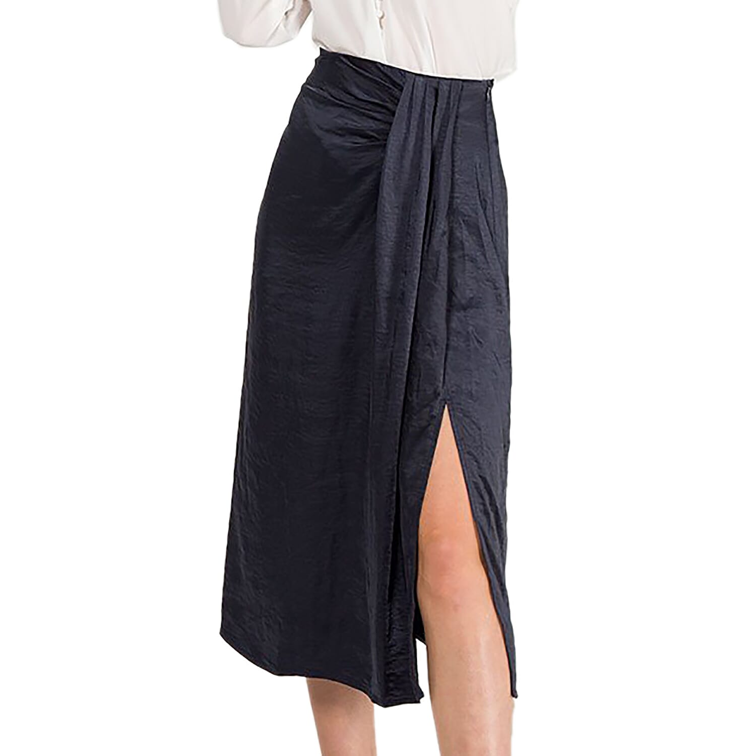 Nova of London Front Pleat Midi Skirt in Navy Colour (Size 10)