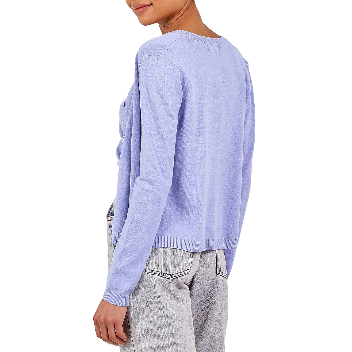 Nova of London 2 Piece Set - Jersey Stitch Crew Neck Vest & Cardigan in Black 