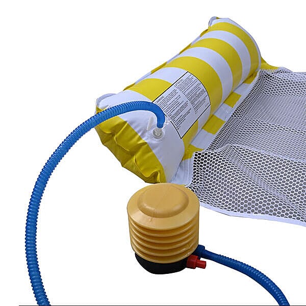 Set of Pool Float Hammock and Inflator with Wire (Capacity 100Kg) (Size 125x70Cm) - Yellow