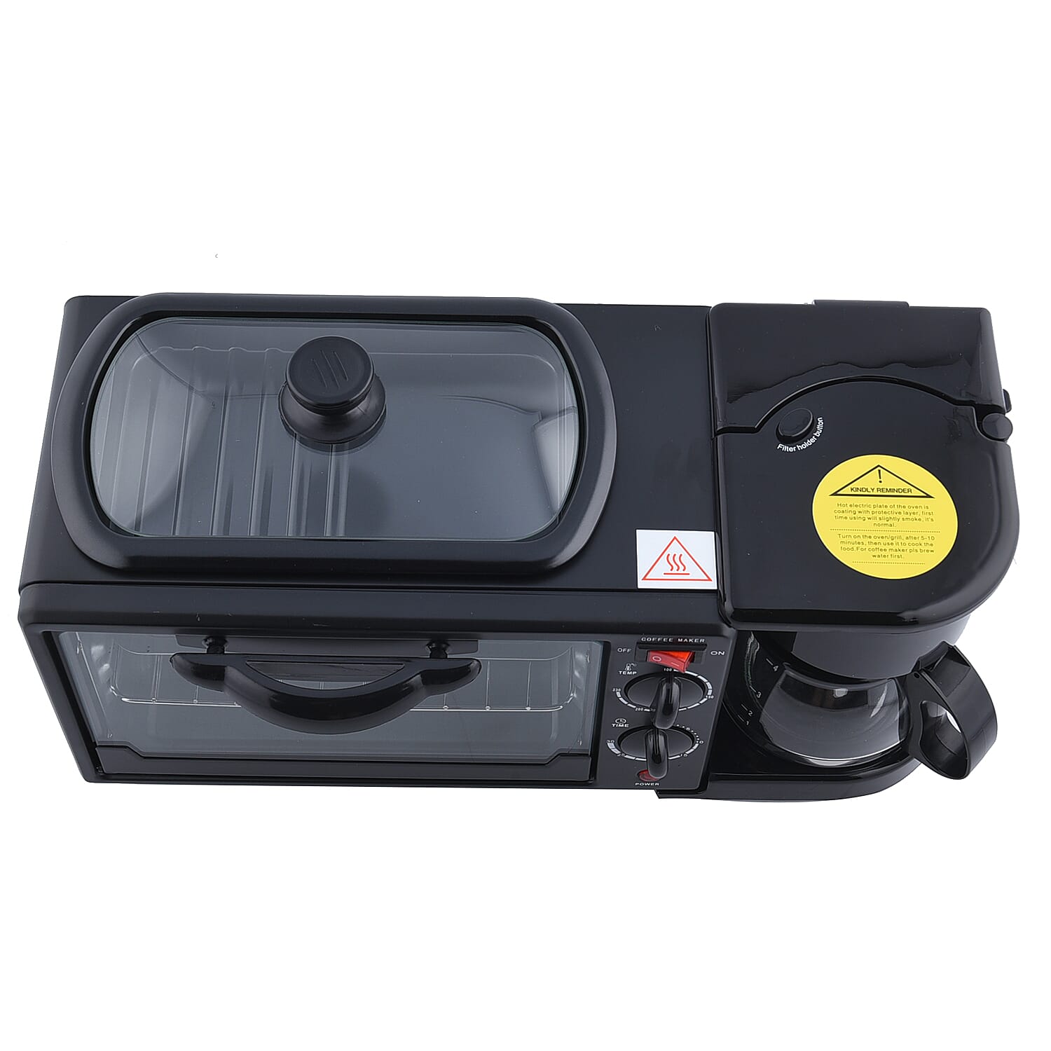 3 in 1 Mini Kitchen Solution (Toaster Oven - 9 Litre, Coffee Pot - 600 ML and Frying Pan)