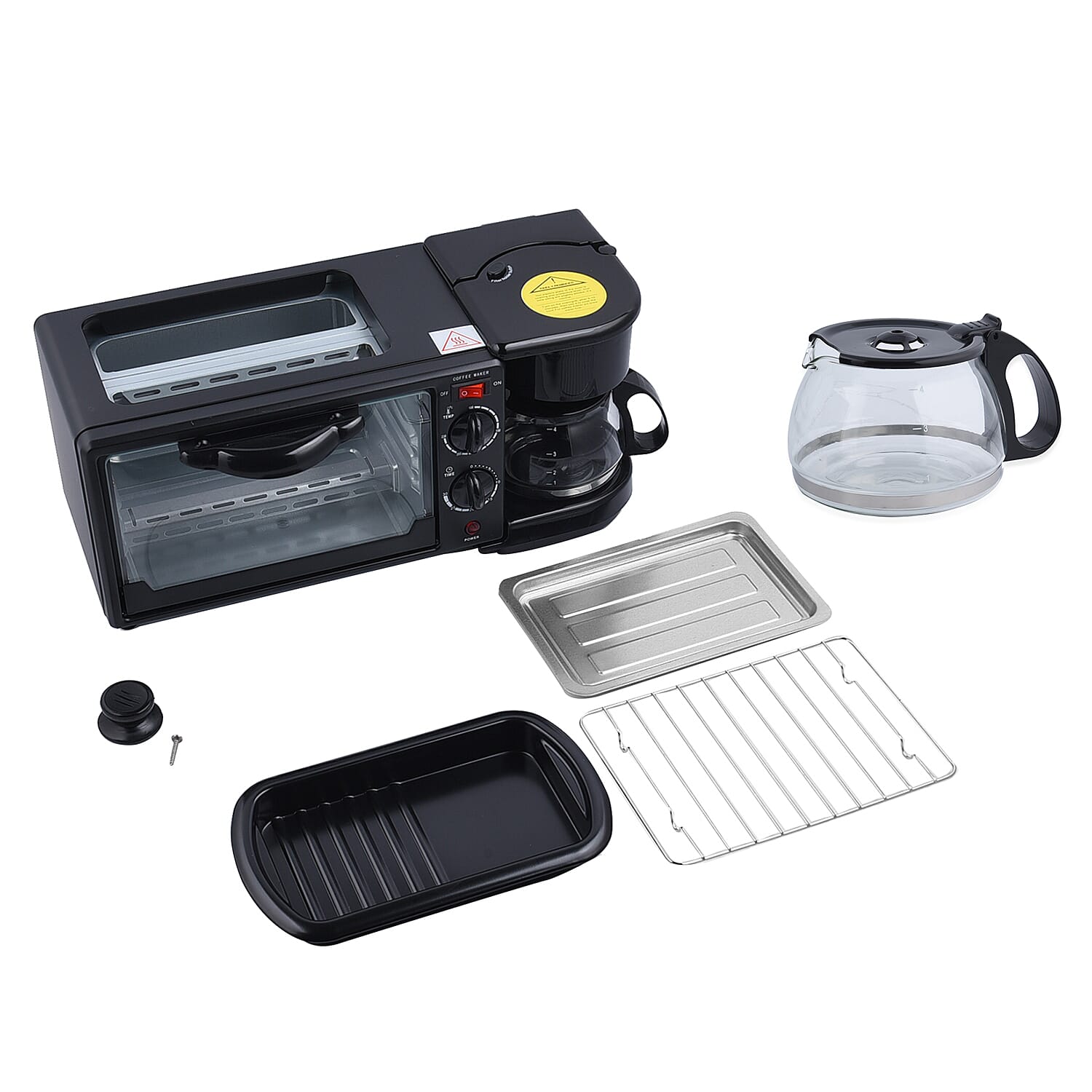 3 in 1 Mini Kitchen Solution (Toaster Oven - 9 Litre, Coffee Pot - 600 ML and Frying Pan)