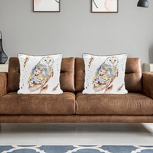 Lesser &  Pavey Country Life Owl Cushion (Size 43x43x10cm) - White