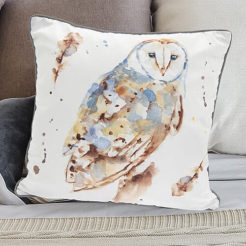 Lesser &  Pavey Country Life Owl Cushion (Size 43x43x10cm) - White